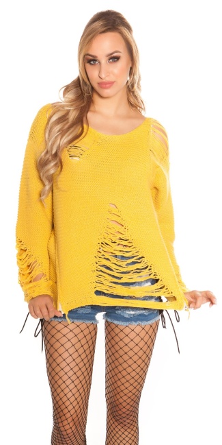 Trendy chunky knit jumper ExTreme Used Mustard